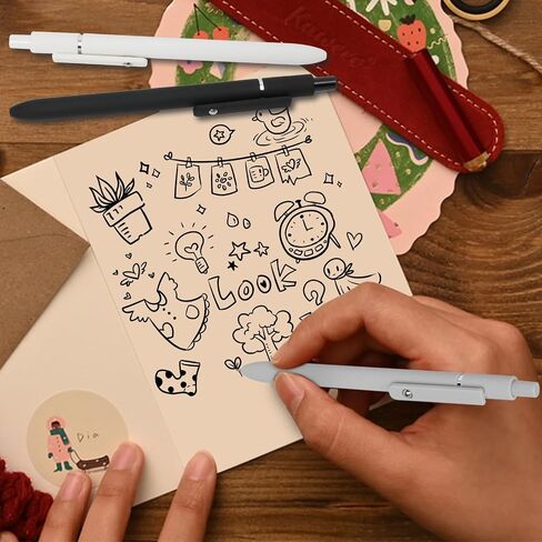 Gel Pens, 5 Pcs 0.5mm Quick Dry Black Ink Fine Point Smooth Writing with Silicone Grip,High-End Series Metal Clip Retractable Pens for Journaling Note Taking (Vintage) in Saudi Arabia