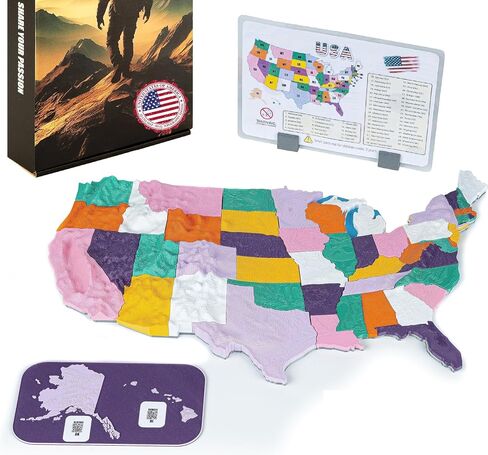 3D Mountains - 3D United States Puzzle - 50 States Magnetic Puzzle with NASA Based Topography, Homeschool Essentials & Geography Games, Geography Trivia in Saudi Arabia