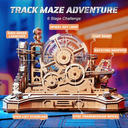 ROBOTIME 3D Wooden Puzzles Marble Run Set - 3D Puzzles for Adults-Mechanical Model Kit for Adults - Model Building Kits - Space/STEM/Engineering Gift in Saudi Arabia