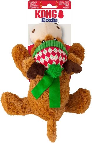 لعبة Kong Holiday Cozie Reindeer Dog Toy - لعبة عيد الميلاد الناعمة ذات الفخامة ذات الطبقة الإضافية لمزيد من القوة والمضغ اللطيف واللعب الداخلي in Saudi Arabia