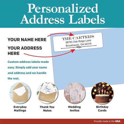 Personalized Return Address Labels - Black and White Custom Address Stickers on Sheets (50-1000 Labels) in Saudi Arabia