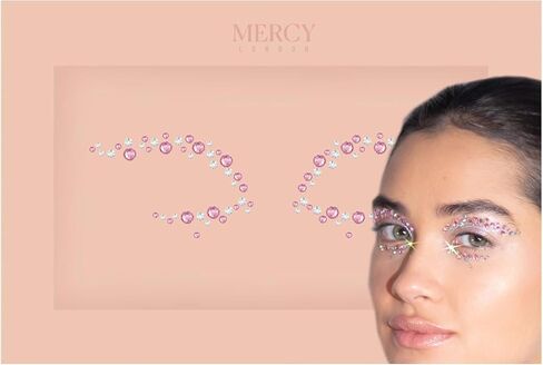 عين العين الوجه الوردي من قبل Mercy London Eye Liner Crystal Associory Face Gems Jewels All in One Halloween Headpiece Stick on in Kuwait