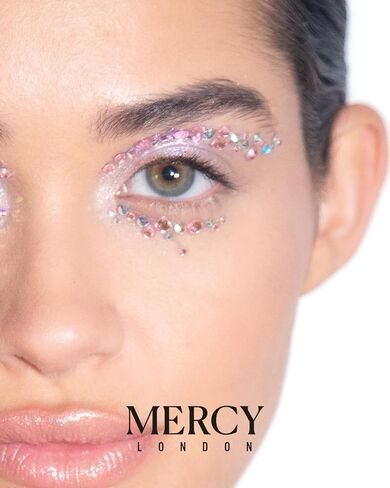 عين العين الوجه الوردي من قبل Mercy London Eye Liner Crystal Associory Face Gems Jewels All in One Halloween Headpiece Stick on in Kuwait