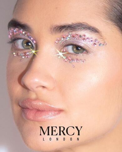 عين العين الوجه الوردي من قبل Mercy London Eye Liner Crystal Associory Face Gems Jewels All in One Halloween Headpiece Stick on in Kuwait