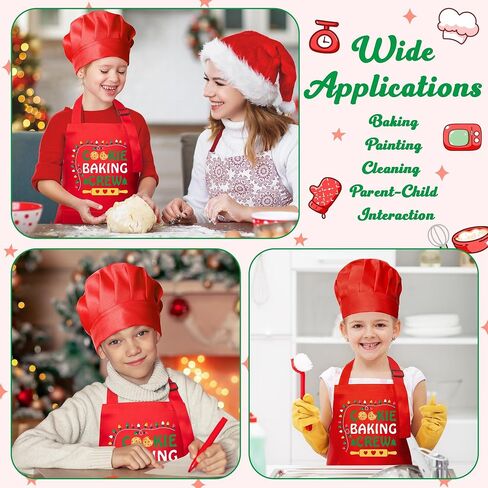 R HORSE 2PCS طفل المئزر وقبعة الشيف مجموعة، قابل للتعديل الأطفال الأزرق مطبخ المئزر اللباس لعب دور الشيف لعبة الطبخ الخبز اللوحة والتدريب مجموعات طفل مضحك الطبخ هدية عيد ميلاد للأطفال in Kuwait