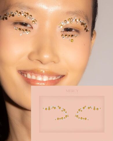 عين العين الوجه الوردي من قبل Mercy London Eye Liner Crystal Associory Face Gems Jewels All in One Halloween Headpiece Stick on in Kuwait