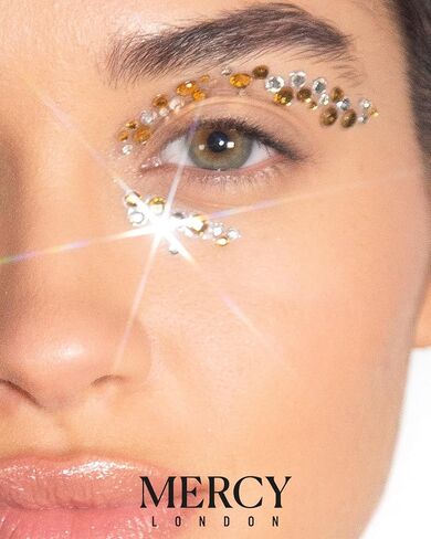 عين العين الوجه الوردي من قبل Mercy London Eye Liner Crystal Associory Face Gems Jewels All in One Halloween Headpiece Stick on in Kuwait