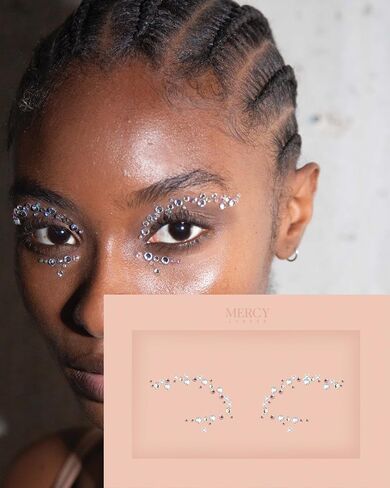 عين العين الوجه الوردي من قبل Mercy London Eye Liner Crystal Associory Face Gems Jewels All in One Halloween Headpiece Stick on in Kuwait