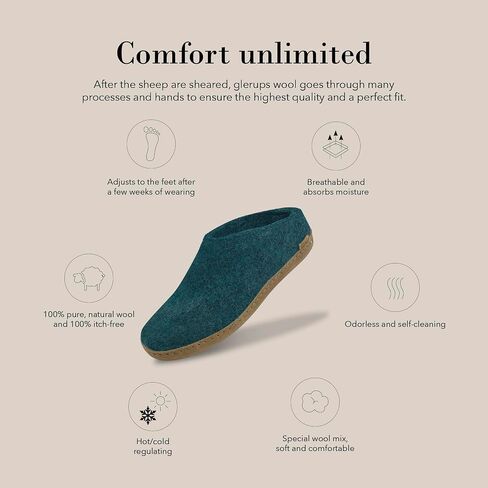 Glerups Wool Slip-On Leather Outsole Grey EU 37 (US Women's 6.5-7) Medium in Saudi Arabia