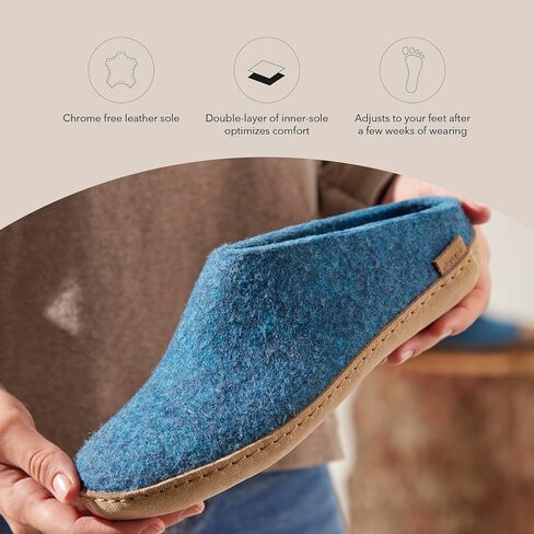 Glerups Wool Slip-On Leather Outsole Grey EU 37 (US Women's 6.5-7) Medium in Saudi Arabia