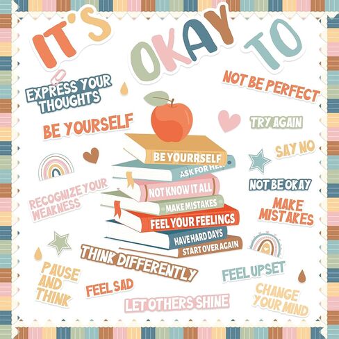 Boho Motivational Bulletin Board Set Welcome Back to School Inspirational Positive Affirmations Accents Cutouts It's OK to Mental Health Posters for School Office Home Classroom Decoration Supply in Saudi Arabia