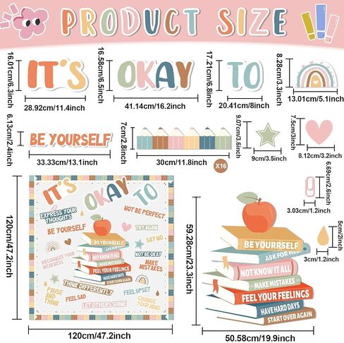 Boho Motivational Bulletin Board Set Welcome Back to School Inspirational Positive Affirmations Accents Cutouts It's OK to Mental Health Posters for School Office Home Classroom Decoration Supply in Saudi Arabia