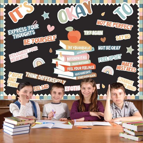 Boho Motivational Bulletin Board Set Welcome Back to School Inspirational Positive Affirmations Accents Cutouts It's OK to Mental Health Posters for School Office Home Classroom Decoration Supply in Saudi Arabia