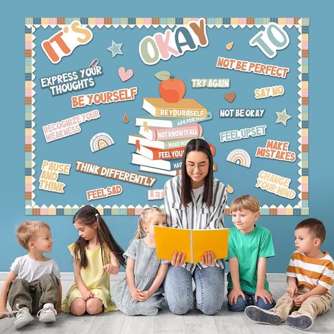 Boho Motivational Bulletin Board Set Welcome Back to School Inspirational Positive Affirmations Accents Cutouts It's OK to Mental Health Posters for School Office Home Classroom Decoration Supply in Saudi Arabia