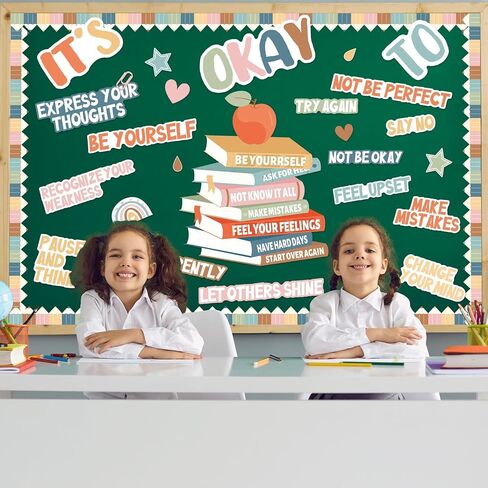 Boho Motivational Bulletin Board Set Welcome Back to School Inspirational Positive Affirmations Accents Cutouts It's OK to Mental Health Posters for School Office Home Classroom Decoration Supply in Saudi Arabia