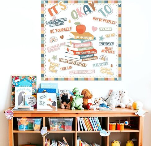 Boho Motivational Bulletin Board Set Welcome Back to School Inspirational Positive Affirmations Accents Cutouts It's OK to Mental Health Posters for School Office Home Classroom Decoration Supply in Saudi Arabia