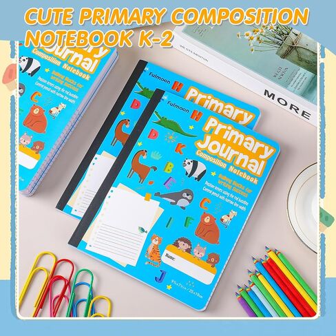 Fulmoon 24 PCS Commose Commose Bookboor K-2 with Space Space Primary Journal Dreges K-2 Draw and Write Journal Composition Book for Preschool Classroom ، 80 Sheet (Multicolor) in Kuwait