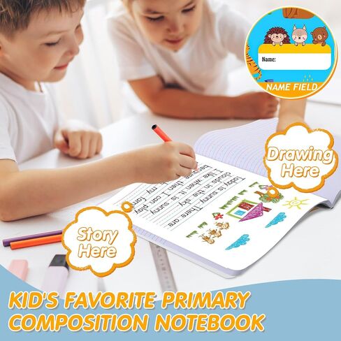 Fulmoon 24 PCS Commose Commose Bookboor K-2 with Space Space Primary Journal Dreges K-2 Draw and Write Journal Composition Book for Preschool Classroom ، 80 Sheet (Multicolor) in Kuwait