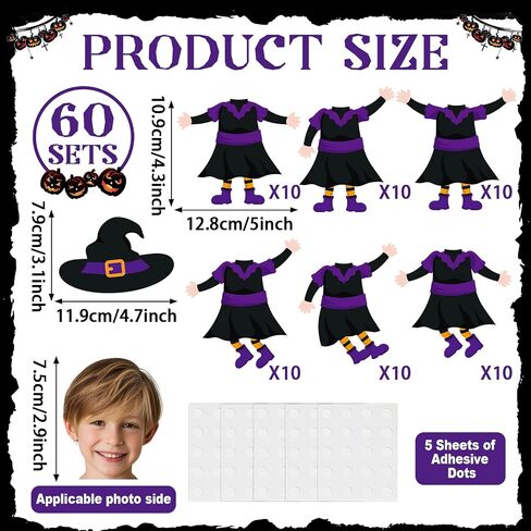 60 PCS Halloween Witch Cutout Decoration Kit Witch Paper Bulletin Board Cut Outs Halloween Classroom Decor in Saudi Arabia