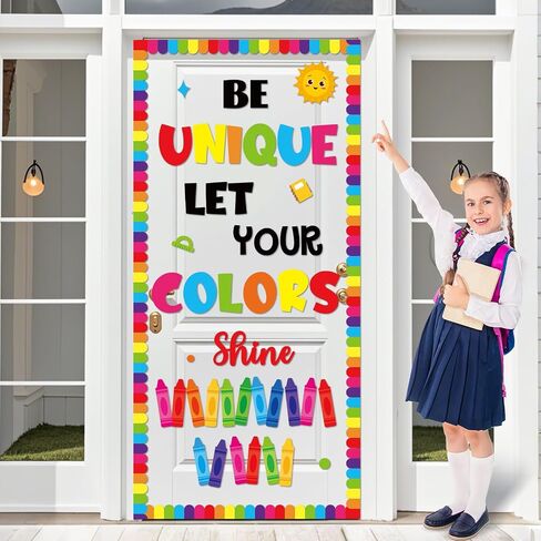 Colorful Classroom Door Decorations Positive Saying Crayon Paper Cutouts Be Unique Let Your Colors Shine Door Bulletin Board Set for Back to School Classroom Office Home Wall Doors Supplies in Saudi Arabia