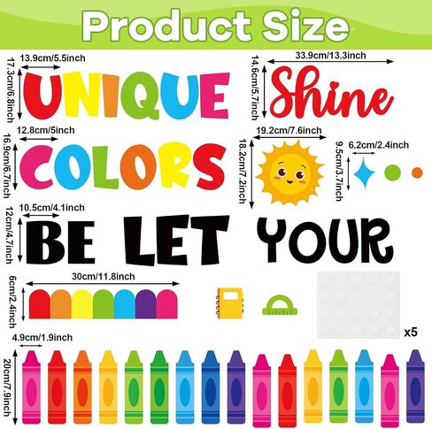 Colorful Classroom Door Decorations Positive Saying Crayon Paper Cutouts Be Unique Let Your Colors Shine Door Bulletin Board Set for Back to School Classroom Office Home Wall Doors Supplies in Saudi Arabia