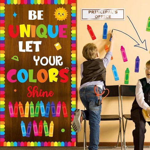 Colorful Classroom Door Decorations Positive Saying Crayon Paper Cutouts Be Unique Let Your Colors Shine Door Bulletin Board Set for Back to School Classroom Office Home Wall Doors Supplies in Saudi Arabia