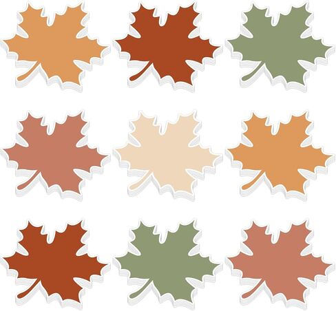 45 Pcs Fall Leaves Cutouts Boho Colored Maple Leaf Cut-Outs Autumn Paper Cutting with 100 Pcs Glue Points for DIY Crafts Thanksgiving Party Classroom Bulletin Board in Saudi Arabia