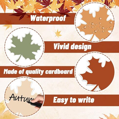 45 Pcs Fall Leaves Cutouts Boho Colored Maple Leaf Cut-Outs Autumn Paper Cutting with 100 Pcs Glue Points for DIY Crafts Thanksgiving Party Classroom Bulletin Board in Saudi Arabia