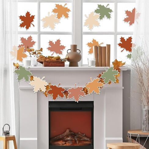 45 Pcs Fall Leaves Cutouts Boho Colored Maple Leaf Cut-Outs Autumn Paper Cutting with 100 Pcs Glue Points for DIY Crafts Thanksgiving Party Classroom Bulletin Board in Saudi Arabia