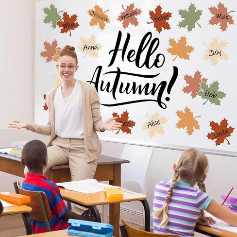 45 Pcs Fall Leaves Cutouts Boho Colored Maple Leaf Cut-Outs Autumn Paper Cutting with 100 Pcs Glue Points for DIY Crafts Thanksgiving Party Classroom Bulletin Board in Saudi Arabia