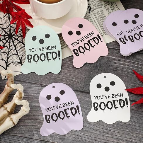 100pcs Halloween Ghost Paper Tags التي تم صهرها علامات معلقة مع حبل القنب لحفلات الحفلات الحرف DIY Supplies in Saudi Arabia