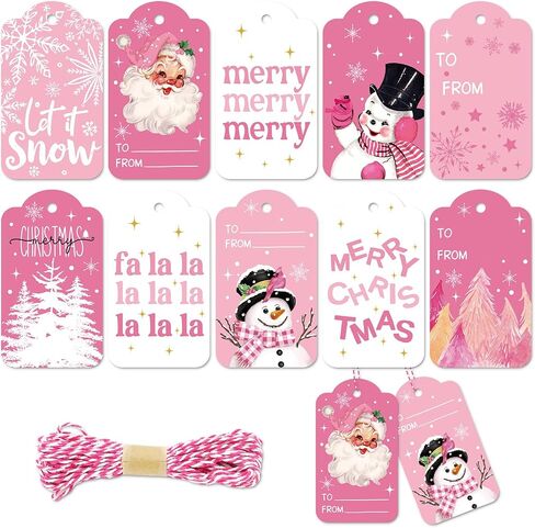Whaline 120Pcs Halloween Paper Gift Tags Pink Cute Ghost Boo Pumpkin Hanging Labels with Cotton Rope for Birthday Baby Shower Name Present DIY Crafts, 10 Designs in Saudi Arabia