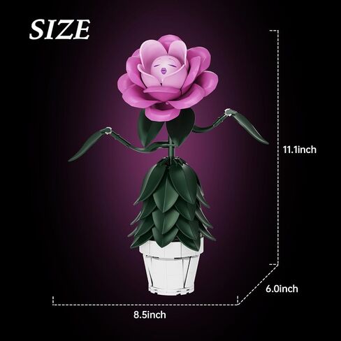 Wonderland Flower Building Sets, Compatible with Lego Flowers for Adults, Girls, Women and Fans - Pink Flower Gifts for Birthday, Party and Festivals (220 PCS) in Saudi Arabia