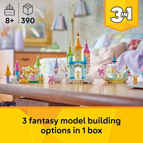 LEGO Creator 3 in 1 Unicorn Castle Building Toy for Kids - Unicorn Toy Trio for Girls & Boys ، Ages 8+ - Build 3 Therend Play Toys مع مجموعة واحدة من لبنات البناء - فكرة هدية لأعياد الميلاد - 31175 in Saudi Arabia