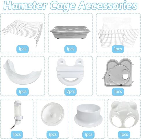PINVNBY 2-Tier Dwarf Hamster Cage, Hamster Travel Cage Portable Mouse Cage with Running Exercise Wheels, Water Bottle and Food Dish for Hamster Mouse Rat 11.7 * 8.7 * 9.38 in (Blue in Saudi Arabia