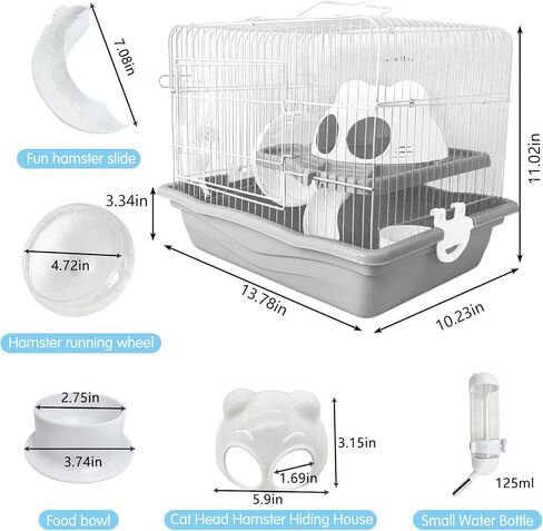 PINVNBY 2-Tier Dwarf Hamster Cage, Hamster Travel Cage Portable Mouse Cage with Running Exercise Wheels, Water Bottle and Food Dish for Hamster Mouse Rat 11.7 * 8.7 * 9.38 in (Blue in Saudi Arabia