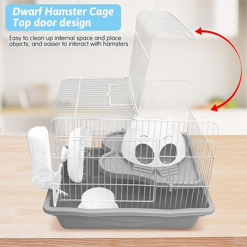 PINVNBY 2-Tier Dwarf Hamster Cage, Hamster Travel Cage Portable Mouse Cage with Running Exercise Wheels, Water Bottle and Food Dish for Hamster Mouse Rat 11.7 * 8.7 * 9.38 in (Blue in Saudi Arabia