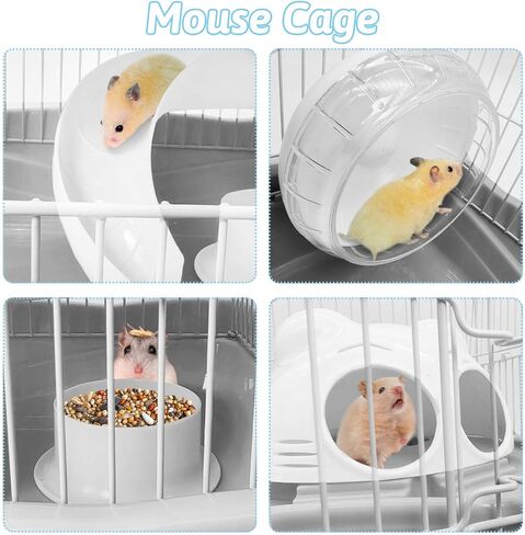 PINVNBY 2-Tier Dwarf Hamster Cage, Hamster Travel Cage Portable Mouse Cage with Running Exercise Wheels, Water Bottle and Food Dish for Hamster Mouse Rat 11.7 * 8.7 * 9.38 in (Blue in Saudi Arabia