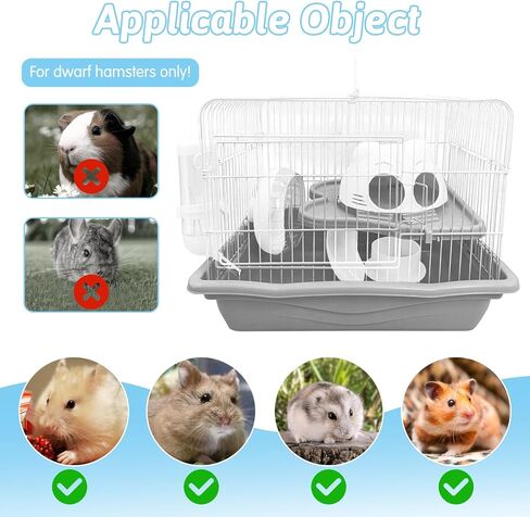 PINVNBY 2-Tier Dwarf Hamster Cage, Hamster Travel Cage Portable Mouse Cage with Running Exercise Wheels, Water Bottle and Food Dish for Hamster Mouse Rat 11.7 * 8.7 * 9.38 in (Blue in Saudi Arabia