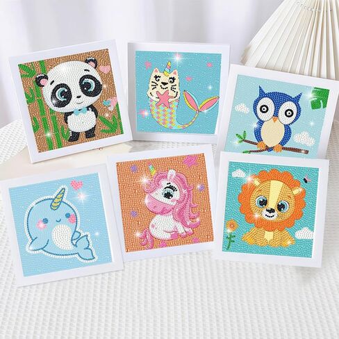 DIYGEMDOT 6 Pack Diamond Art Kits for Kids ، مجموعات طلاء حيوانات لطيف للبنات والفتيان ، DIY 5D GEM ART PANEAS للأعمار 6-7-9-10-11-12 ، 6+ سنوات من العمر ، هدايا عيد ميلاد وحرف (6 × 6 بوصة) in Saudi Arabia