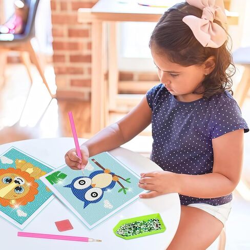 DIYGEMDOT 6 Pack Diamond Art Kits for Kids ، مجموعات طلاء حيوانات لطيف للبنات والفتيان ، DIY 5D GEM ART PANEAS للأعمار 6-7-9-10-11-12 ، 6+ سنوات من العمر ، هدايا عيد ميلاد وحرف (6 × 6 بوصة) in Saudi Arabia