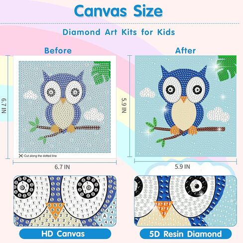DIYGEMDOT 6 Pack Diamond Art Kits for Kids ، مجموعات طلاء حيوانات لطيف للبنات والفتيان ، DIY 5D GEM ART PANEAS للأعمار 6-7-9-10-11-12 ، 6+ سنوات من العمر ، هدايا عيد ميلاد وحرف (6 × 6 بوصة) in Saudi Arabia