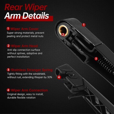 OTUAYAUTO MR971507 Rear Windshield Wiper Arm Blade Set - Replacement for Mitsubishi Outlander 2003-2006 in Saudi Arabia