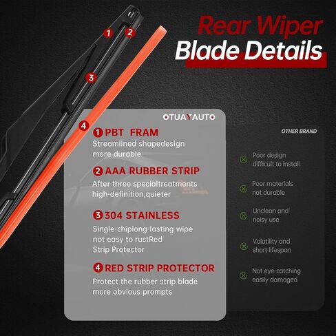 OTUAYAUTO MR971507 Rear Windshield Wiper Arm Blade Set - Replacement for Mitsubishi Outlander 2003-2006 in Saudi Arabia
