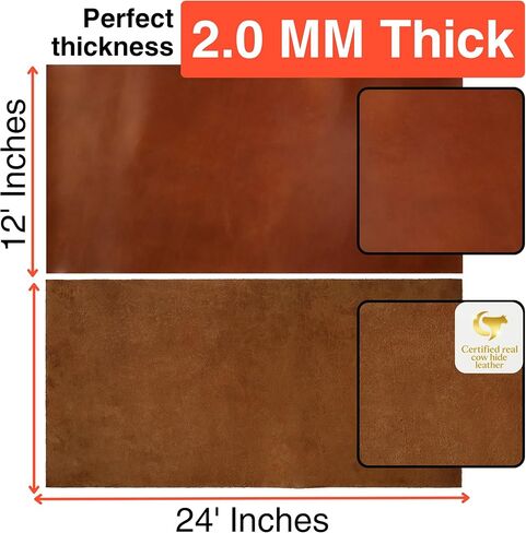 ورقة جلدية حقيقية كاملة الحبوب للأدوات والعمل الجلدي وصياغة | 12 "x24" ، 2.0mm / 5oz | جودة ورشة العمل | بني داكن | اختير يدويًا in Saudi Arabia