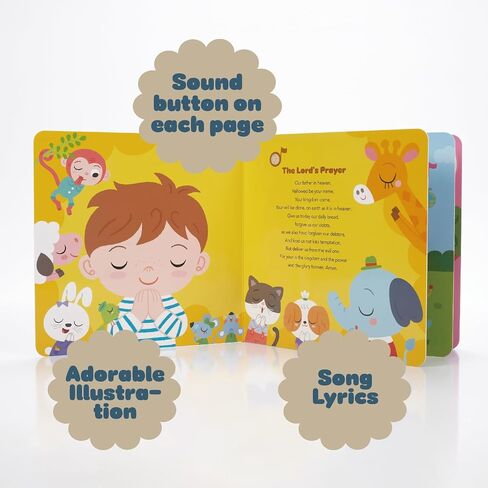 Pray with Jesus –Baby Baptism Gifts, 6 Exclusive Prayer Songs – Musical Bible Toy & Musical Book for Toddlers +18 Months, Christian Sound Book in Kuwait