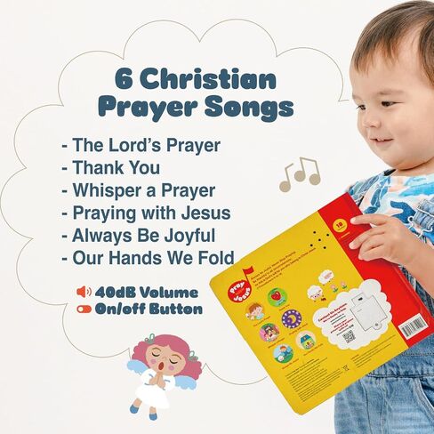 Pray with Jesus –Baby Baptism Gifts, 6 Exclusive Prayer Songs – Musical Bible Toy & Musical Book for Toddlers +18 Months, Christian Sound Book in Kuwait