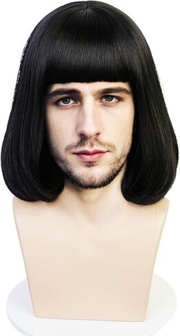 LABEAUTÉ Short Curly Red Pigtails Wig with Bangs for Women Girls Cosplay Wig for Halloween + Free Cap in Kuwait