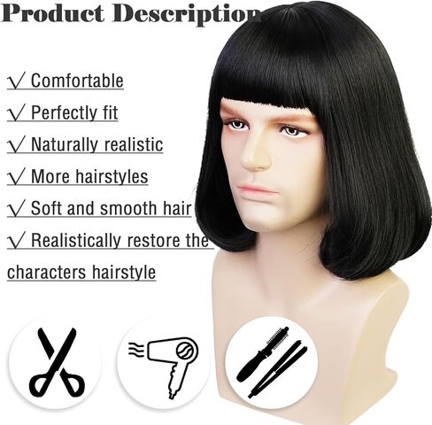 LABEAUTÉ Short Curly Red Pigtails Wig with Bangs for Women Girls Cosplay Wig for Halloween + Free Cap in Kuwait