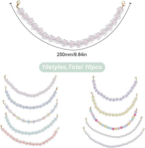 10Pcs Trucker Hat Chains 9.84 Inch Decorative Pearl Flower Beaded Chains Charms Hat Chain Decorations Hats Jewelry Accessries for Women DIY Craft Hats Decorations in Saudi Arabia